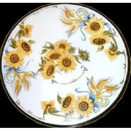 Zdjęcie Elegancki blat do ogrodu wykonany z lawy zdobiony motywem słoneczników - Ceramiche Valchida
