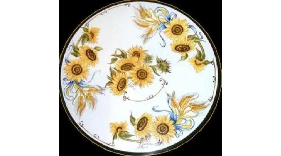 obrazek 1 Elegancki blat do ogrodu wykonany z lawy zdobiony motywem słoneczników - Ceramiche Valchida