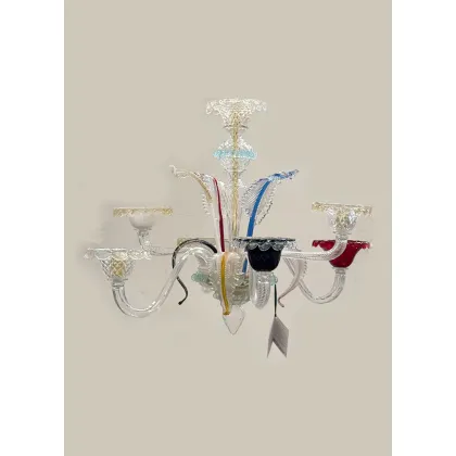 Zdjęcie Żyrandol wenecki z 6 światłami, wykonany z oryginalnego szkła Murano