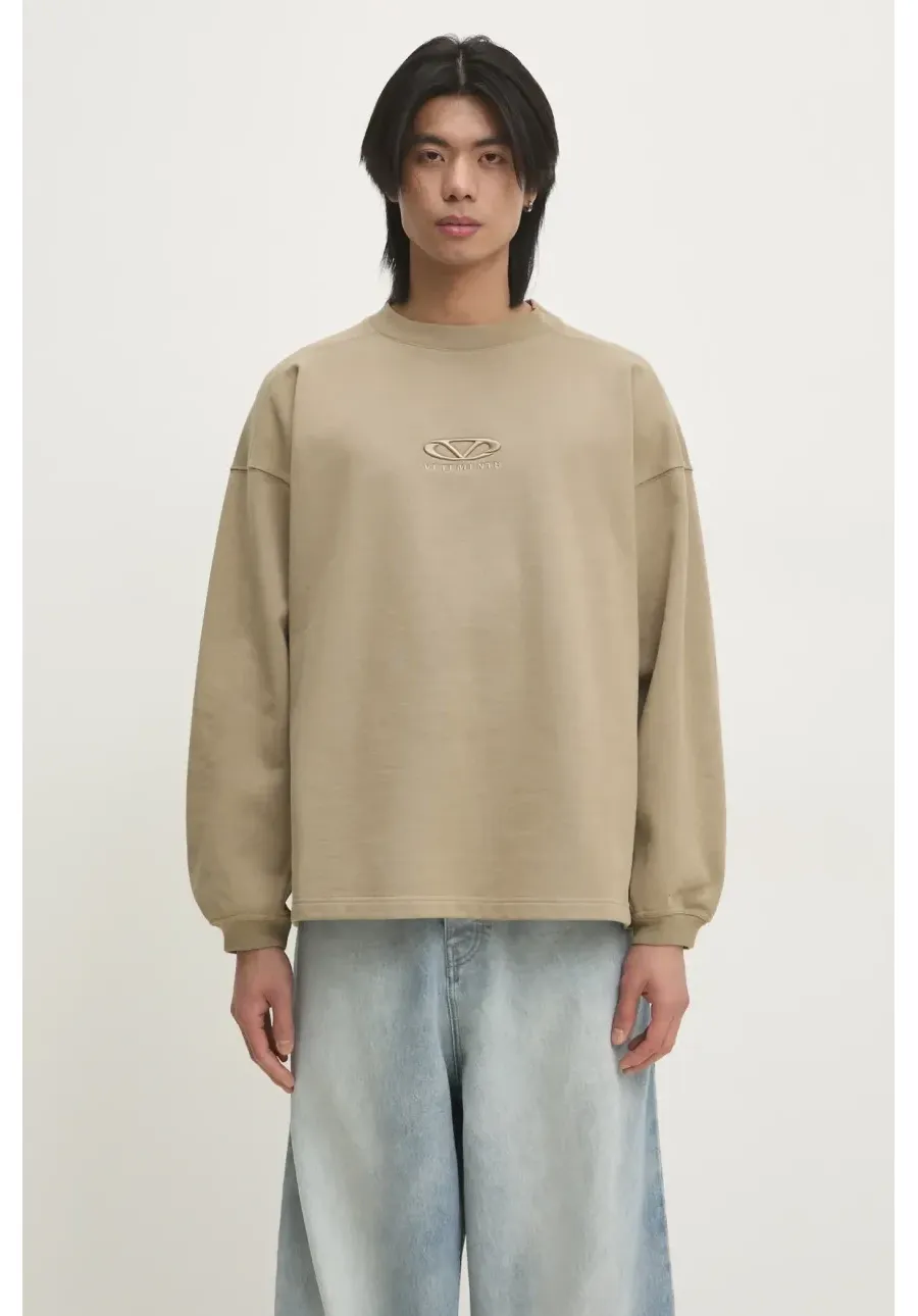 obrazek 1 VETEMENTS bluza Oval Logo Cropped Boxy męska kolor beżowy gładka UA66CW600T