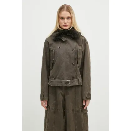 Zdjęcie Kenzo kurtka Dyed Canvas Comber damska kolor brązowy przejściowa FE62OU2129GK.92