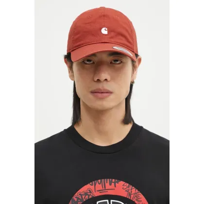 Zdjęcie Carhartt WIP czapka z daszkiem bawełniana Madison Logo Cap kolor czerwony z aplikacją I023750.2OVXX