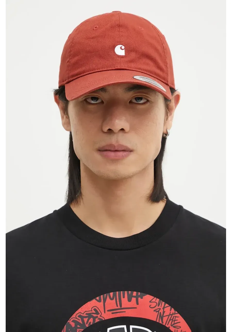 obrazek 1 Carhartt WIP czapka z daszkiem bawełniana Madison Logo Cap kolor czerwony z aplikacją I023750.2OVXX