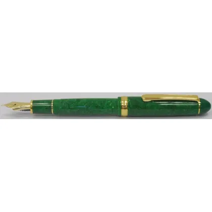 Picture Prestigious Platinum Celluloid Jade Fountain Pen