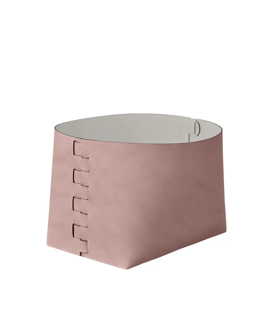 obrazek 1 Piękny skórzany kosz Helena 35x30xH26 cm w kolorze złamanego pudrowego różu