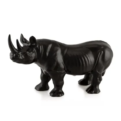 Picture Black ceramic rhinoceros statuette - Ahura