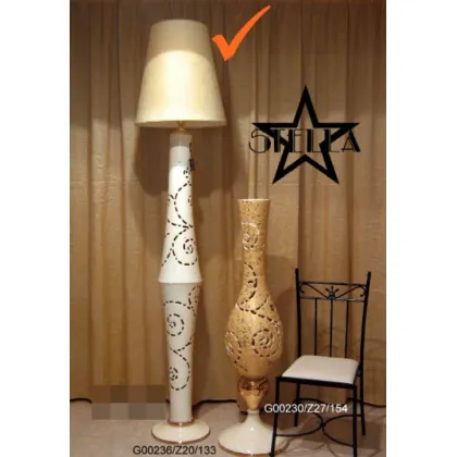 Zdjęcie Luksusowa beżowo- złota lampa do salonu wykonana z ceramiki