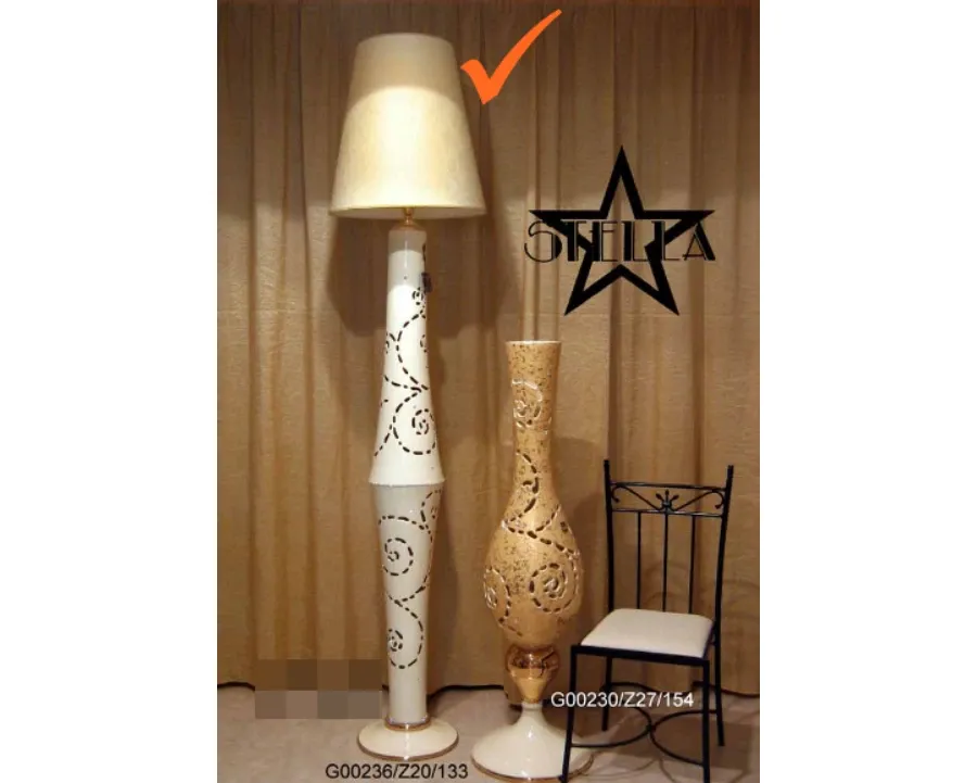 obrazek 1 Luksusowa beżowo- złota lampa do salonu wykonana z ceramiki