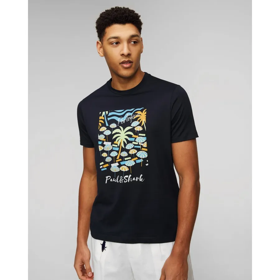 obrazek 1 Granatowy T-shirt Z Printem Męski Paul&shark Paul and Shark