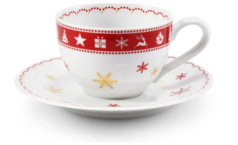 obrazek 1 Piękna stylowa filiżanka ze spodkiem z porcelany z bożonarodzeniowym motywem – Leander