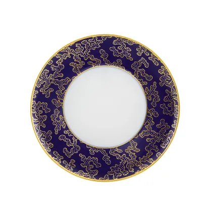 Zdjęcie Granatowo-biały porcelanowy talerz na chleb i masło Caillouté ze złotym motywem dekoracyjnym - Vista Alegre