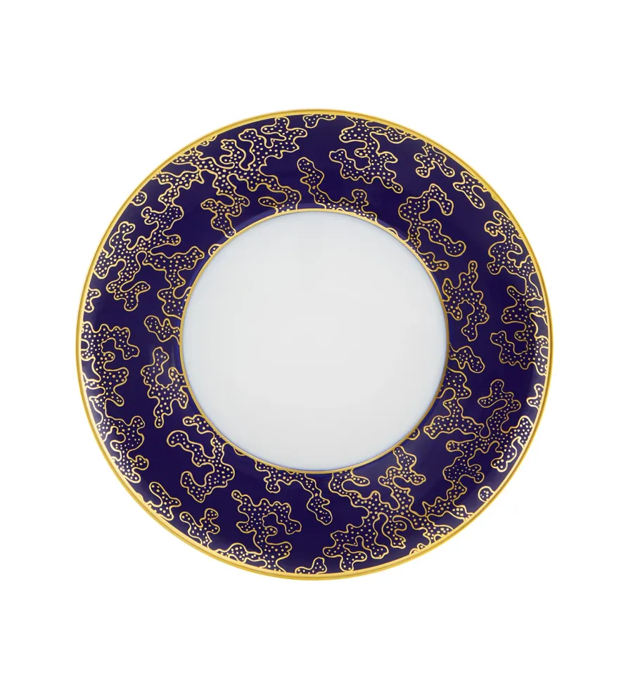 obrazek 1 Granatowo-biały porcelanowy talerz na chleb i masło Caillouté ze złotym motywem dekoracyjnym - Vista Alegre