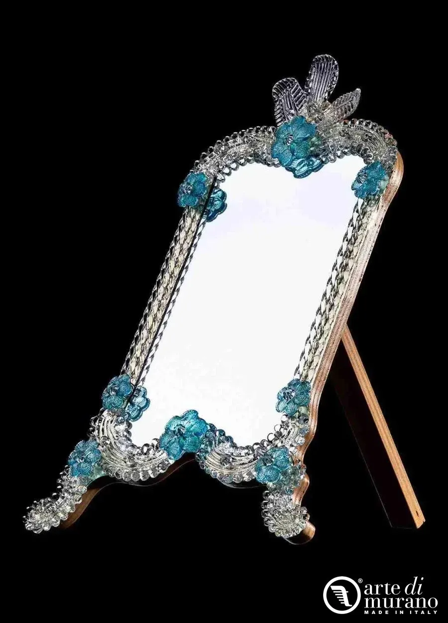 obrazek 1 Szykowne lustro stołowe w eleganckiej ramie - szkło Murano