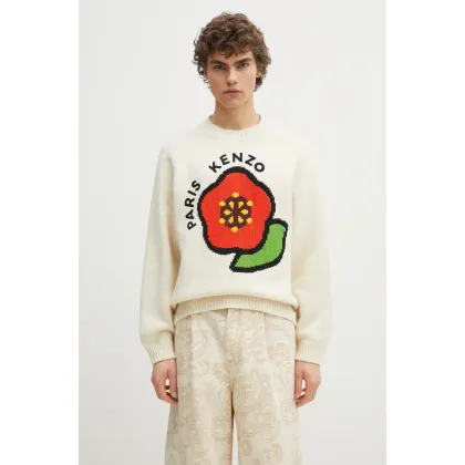 Zdjęcie Kenzo sweter wełniany Pop męski kolor beżowy ciepły FF55PU7223LA.02