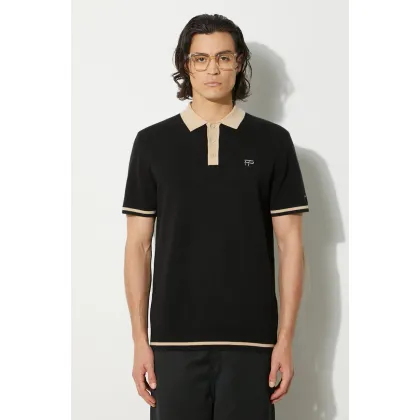 Zdjęcie Filling Pieces polo bawełniane Knit Polo kolor czarny z aplikacją 80713661861