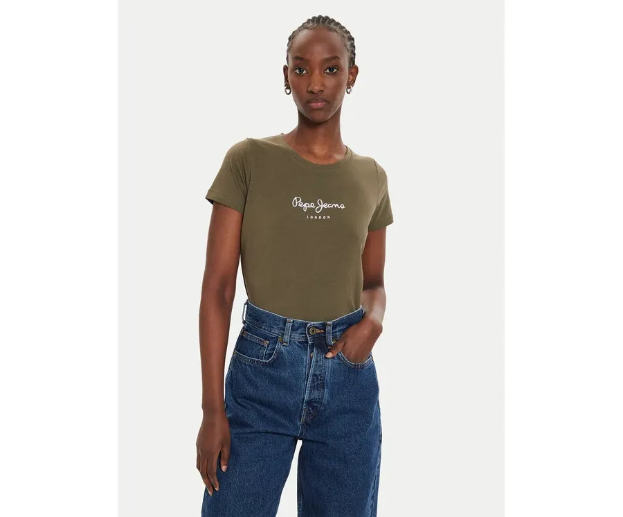 obrazek 1 Pepe Jeans T-Shirt New Virginia PL505202 Zielony Slim Fit
