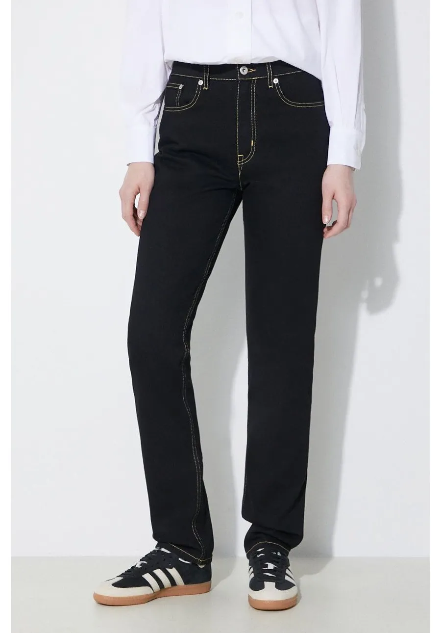 obrazek 1 Kenzo jeansy Solid Asagao Straight damskie medium waist FD62DP2106C1.BM