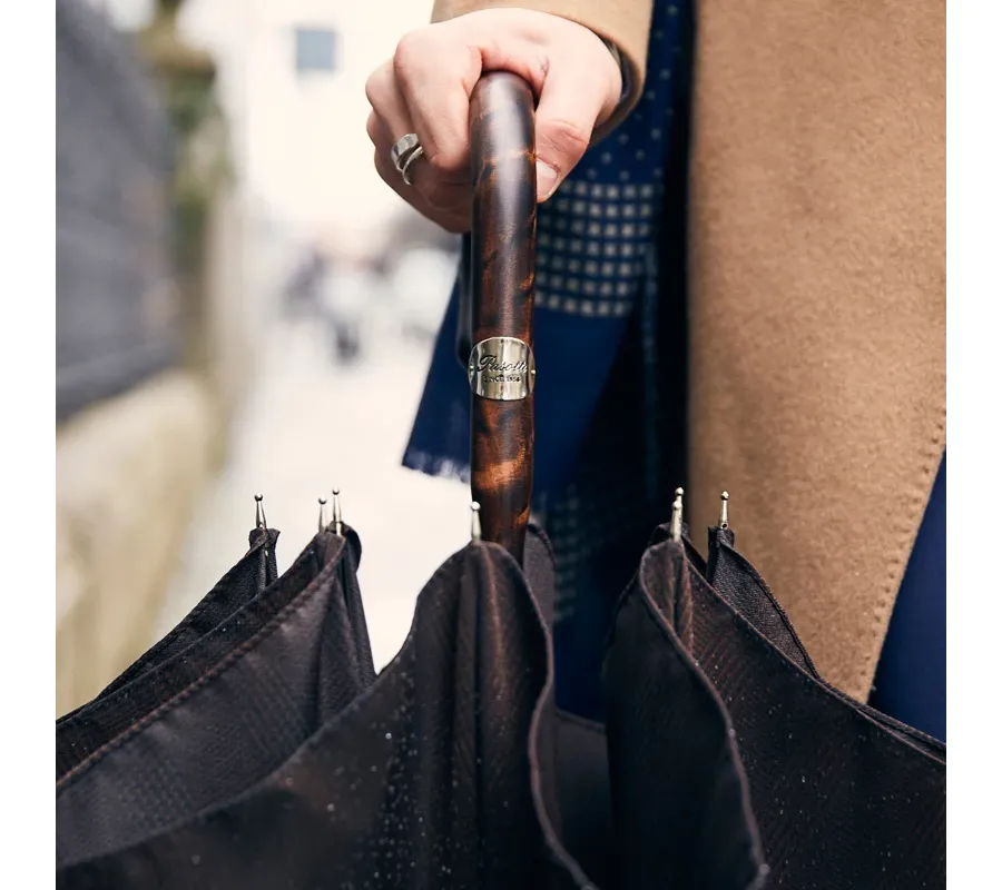 obrazek 9 Stylowy brązowy parasol męski z piękną oryginalną rączką - Pasotti