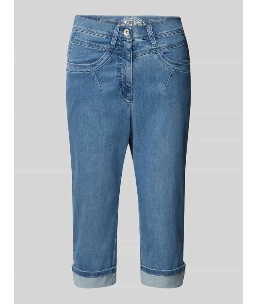 obrazek 1 Jeansy capri o kroju slim fit z wpuszczanymi kieszeniami model ‘Laura’