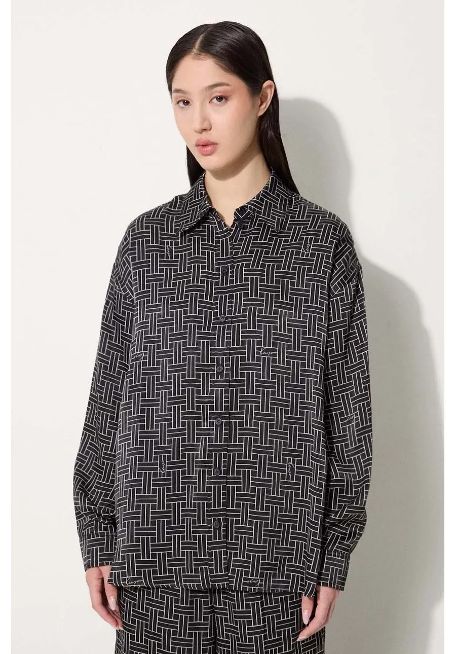 obrazek 1 Kenzo koszula Weave Dropped Shoulders Shirt damska kolor czarny relaxed z kołnierzykiem klasycznym FE62CH2479R1.99