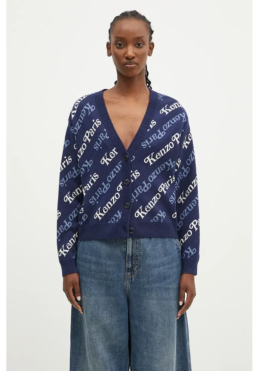 obrazek 1 Kenzo kardigan z domieszką wełny by Verdy Cardigan kolor granatowy lekki FE52CA4603CB.77
