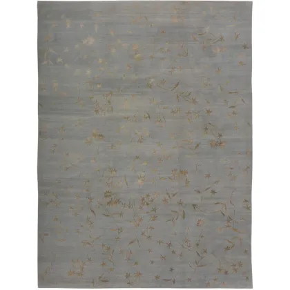 Picture Woollen carpet with a silk blend and a floral motif