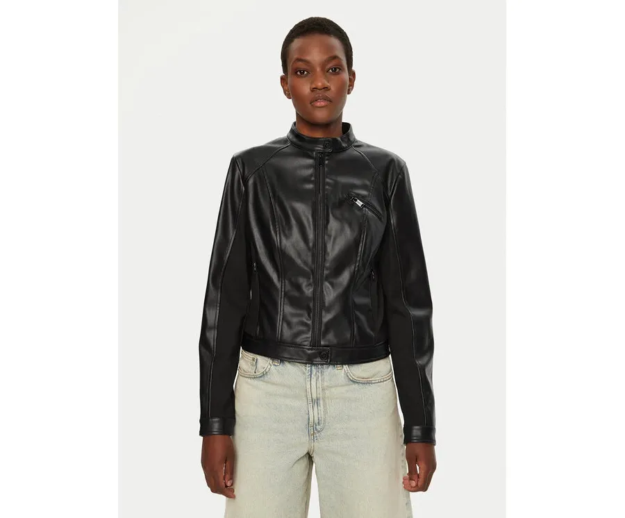 obrazek 1 Guess Kurtka skórzana W4YL04 WE480 Czarny Regular Fit