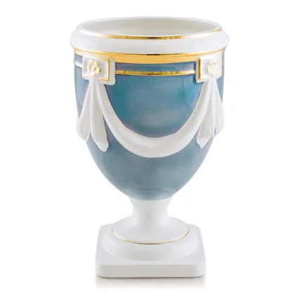 Picture Ceramic vase with curtains and gold accents - Ahura