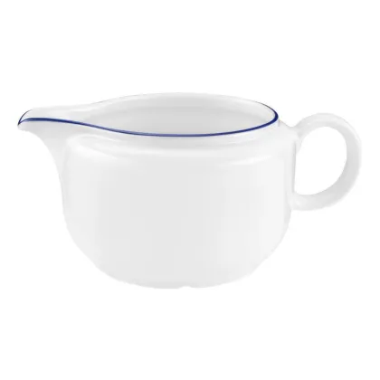 Picture White large porcelain sauce dish with blue rim - Seltmann Weiden