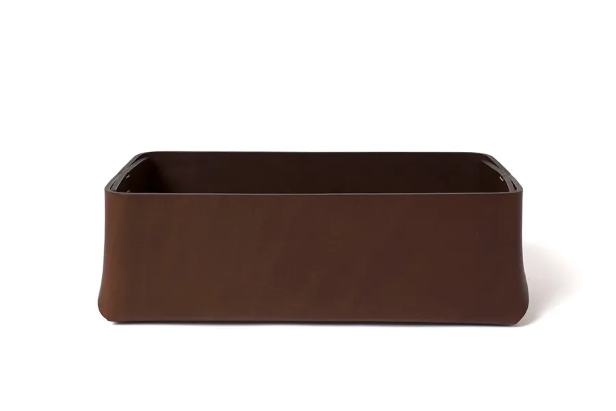 obrazek 2 Stylowe włoskie pudełko na ręczniki ze skóry naturalnej
