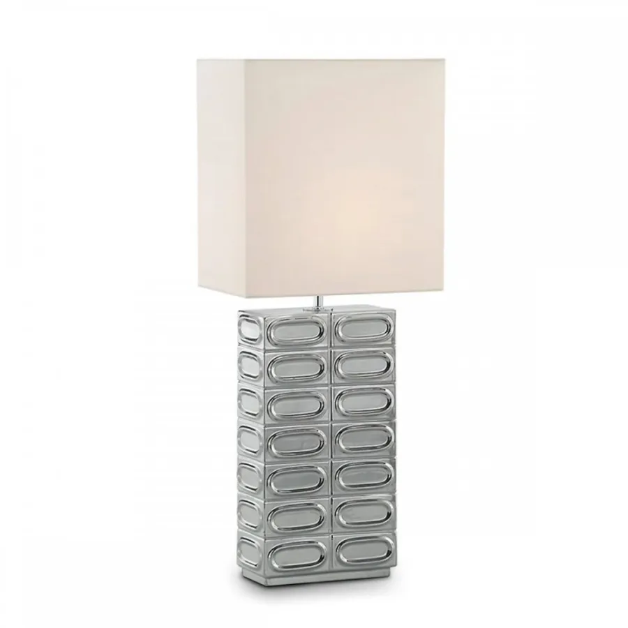 obrazek 1 Ceramiczna lampa stołowa z geometrycznymi reliefami H.36xL.20xP.10 cm