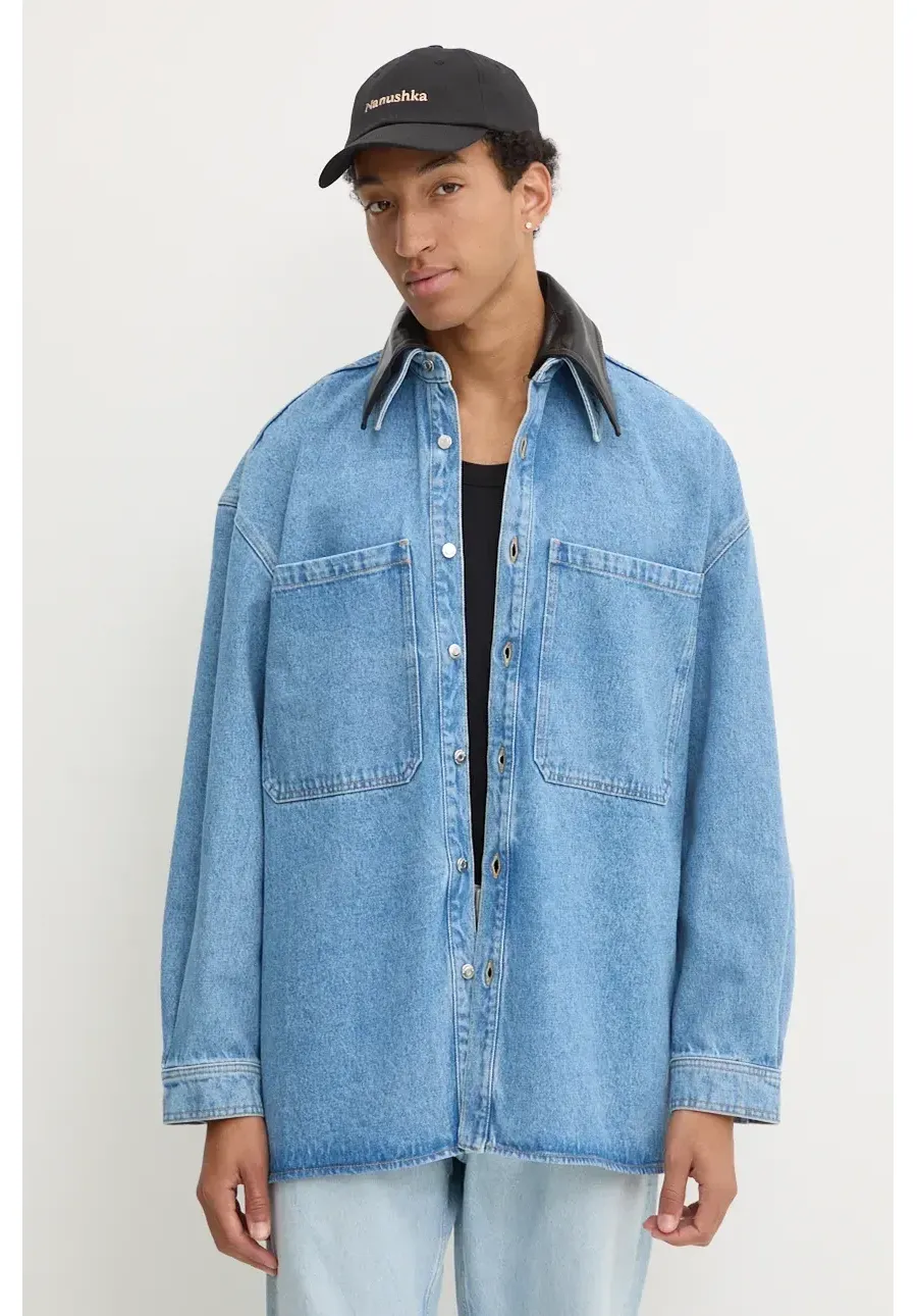 obrazek 1 Nanushka koszula jeansowa BEAUX męska kolor niebieski relaxed z kołnierzykiem klasycznym NU24PFJK00553