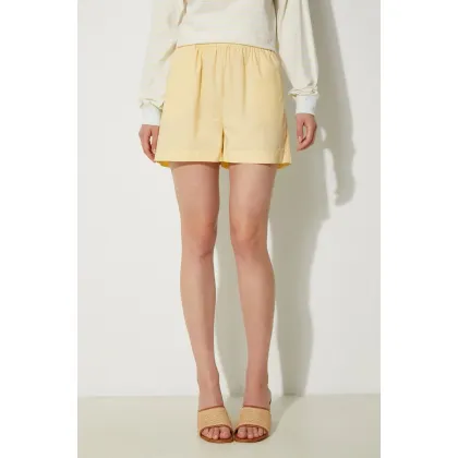 Zdjęcie Sporty & Rich szorty bawełniane kolor żółty gładkie high waist SH009S402SA