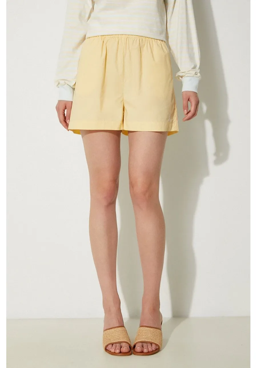 obrazek 1 Sporty & Rich szorty bawełniane kolor żółty gładkie high waist SH009S402SA