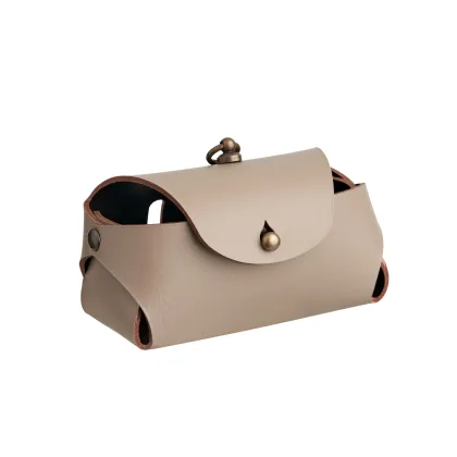 Picture Leather case for dog excrement bags 9x4xH5 cm in cappuccino color