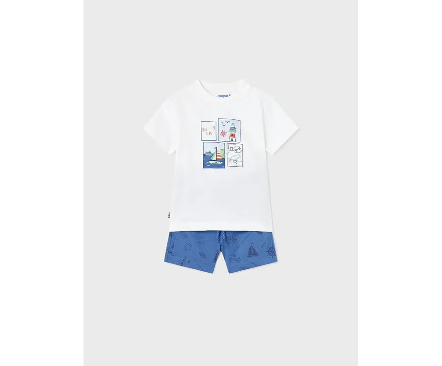obrazek 1 Mayoral Komplet t-shirt i spodenki 1647 Kolorowy Regular Fit
