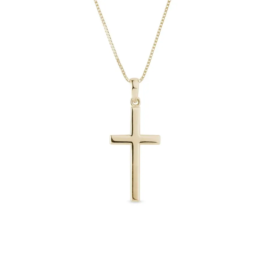 obrazek 1 Minimalistyczny wisiorek krzyżyk z żółtego złota KLENOTA