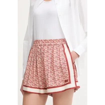 Zdjęcie Lacoste szorty damskie kolor pomarańczowy wzorzyste high waist FF0464