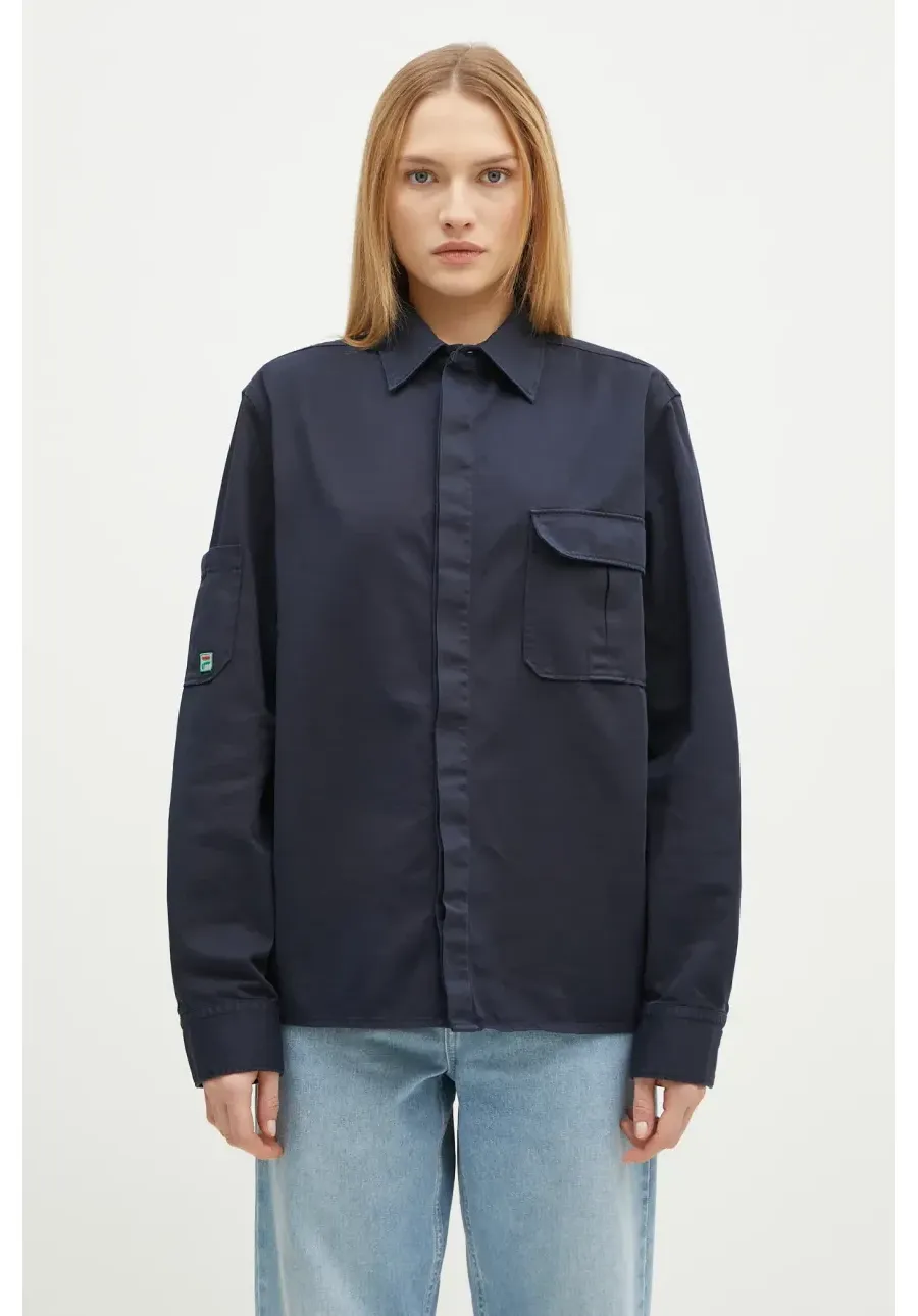 obrazek 1 Maison Kitsuné kurtka Quilted Blouson damska kolor granatowy przejściowa oversize NW02103WQ4036