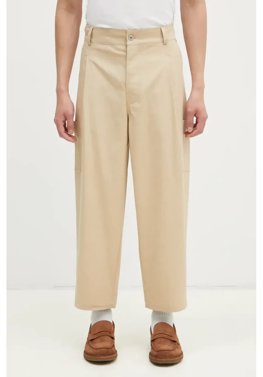 obrazek 1 Drôle de Monsieur spodnie Le Pantalon Cropped Twill męskie kolor beżowy proste F-BP155-CO206-BG