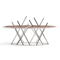 Picture Dining table in white lacquered wood and walnut
