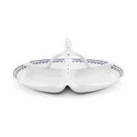Zdjęcie Wyjątkowa patera z porcelany z delikatnym niebieskim zdobieniem – Leander