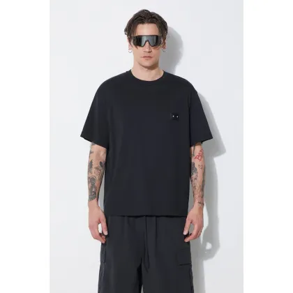 Zdjęcie Neil Barrett t-shirt bawełniany Slim Dropped Shoulder Pierced Nipple męski kolor czarny z aplikacją MY70144A-Y518-001N