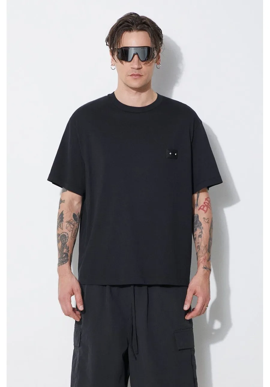 obrazek 1 Neil Barrett t-shirt bawełniany Slim Dropped Shoulder Pierced Nipple męski kolor czarny z aplikacją MY70144A-Y518-001N