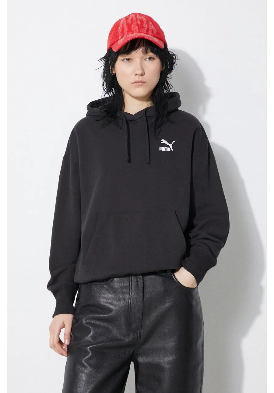 obrazek 1 Puma bluza bawełniana BETTER CLASSIC damska kolor czarny z kapturem z aplikacją 624227