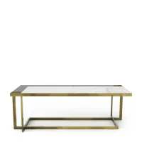 Zdjęcie Elegancki prostokątny stolik kawowy z mosiężną ramą H.40xL.120xP.60 cm