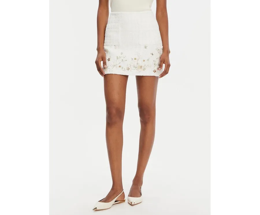 obrazek 1 Elisabetta Franchi Spódnica mini GO-108-52E2-V400 Écru Regular Fit