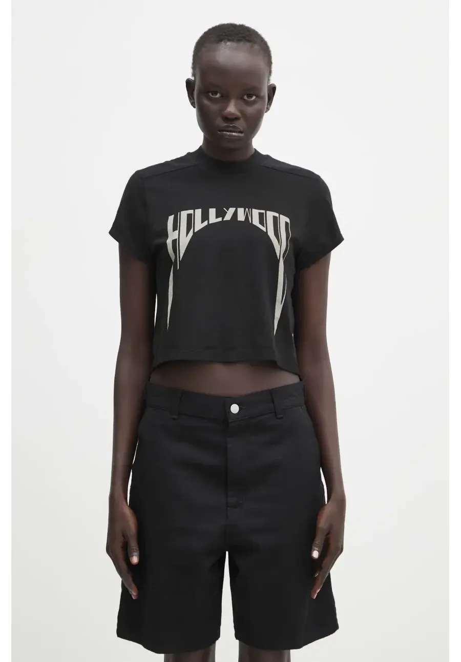 obrazek 1 Rick Owens DRKSHDW t-shirt bawełniany Cropped Small Level T damski kolor czarny DS01E3207.RNEP2