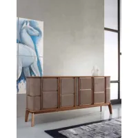 Picture Office cabinet in solid walnut - Italian furniture 113x248x50cm - Ulivi Salotti