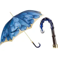 Picture A unique blue women's umbrella with a beautiful floral motif - Pasotti